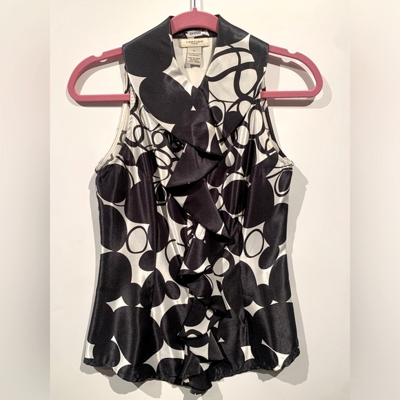 Vertigo Paris Abstract Polka Dot Button Down B&W Tank Top (US XS) - Picture 1 of 2